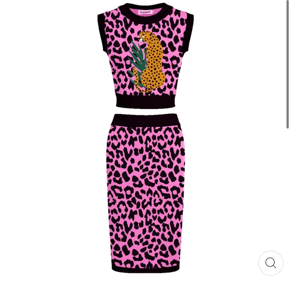 Pink Leopard Print Two-Piece Set